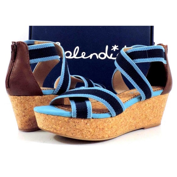 Splendid Wishful Platform Wedge Sandals Heels Chambray Blue Textile Size 10 - Picture 2 of 8